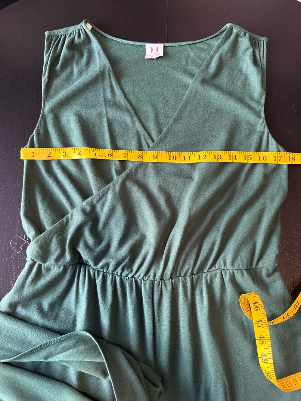 Halston Heritage Teal Green Faux Wrap Jumpsuit Minimalist Luxe Comfy Soft - Picture 6 of 11